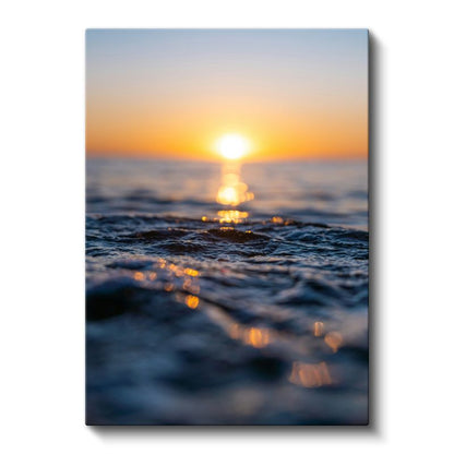 Altın Gün Batımı - Deniz Üzerinde Işıldayan Güneş Kanvas Tablo