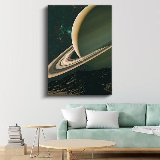 Satürn Gezegeni - Kozmik Halkalar Kanvas Tablo