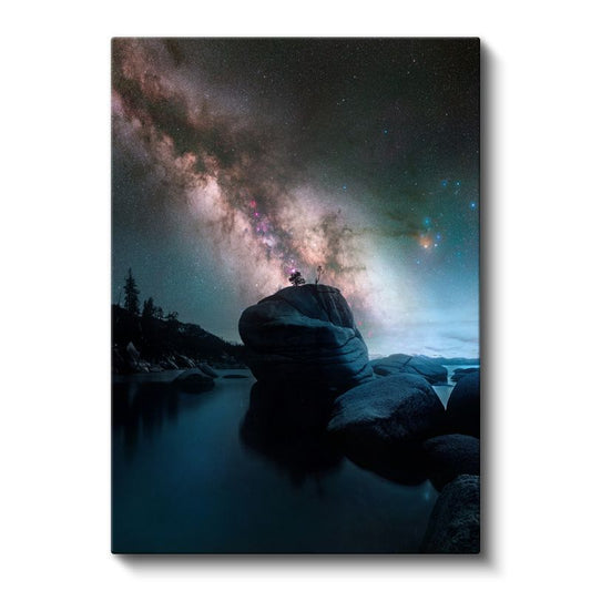 Samanyolu Manzarası - Gökyüzü ve Kayalıkların Büyüleyici Buluşması Kanvas Tablo