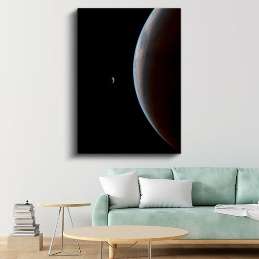 Uzay Yolculuğu - Gezegen Manzarasında Astronot Silueti Kanvas Tablo