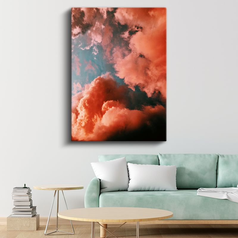 Alev Bulutları - Kızıl Gökyüzü Manzarası Kanvas Tablo