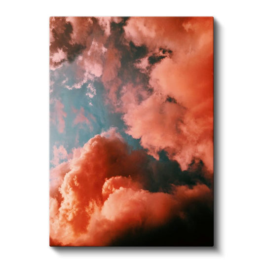 Alev Bulutları - Kızıl Gökyüzü Manzarası Kanvas Tablo