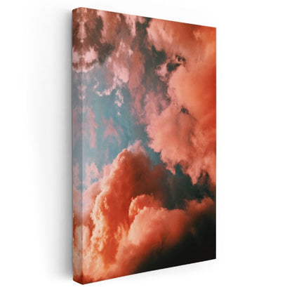 Alev Bulutları - Kızıl Gökyüzü Manzarası Kanvas Tablo
