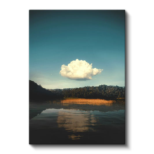 Yalnız Bulut - Orman Gölü Üzerinde Huzurlu Yansıma Kanvas Tablo
