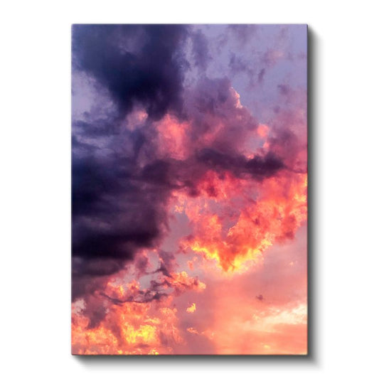 Alev Gökyüzü - Mor Bulutlar Arasında Gün Batımı Kanvas Tablo
