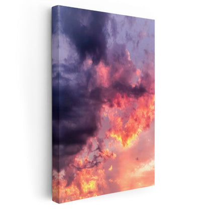 Alev Gökyüzü - Mor Bulutlar Arasında Gün Batımı Kanvas Tablo