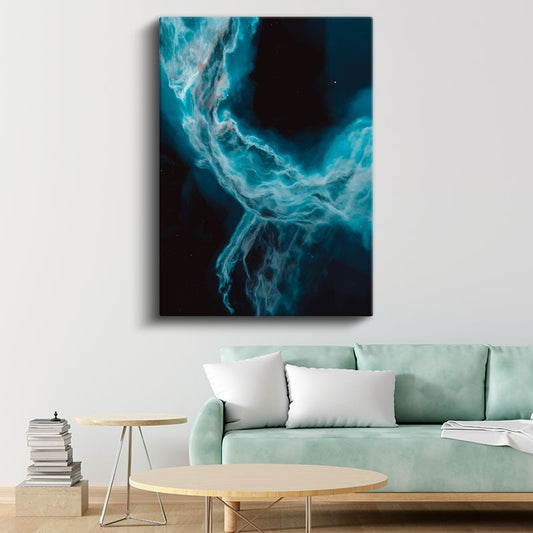 Turkuaz Nebula - Kozmik Enerji Akışı Kanvas Tablo