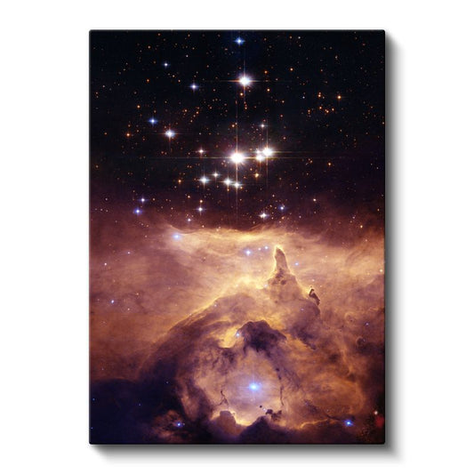 Kozmik Nebula - Yıldızlar ve Turuncu Gaz Bulutlarıyla Dolu Uzay Manzarası Kanvas Tablo
