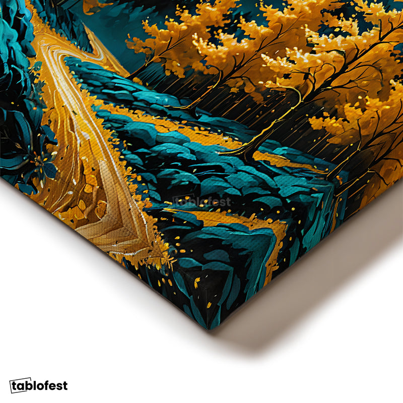 Dikey Kanvas Tablo Orman Yolu Doğa Manzara Tablosu Ev Ofis Duvar Dekoru