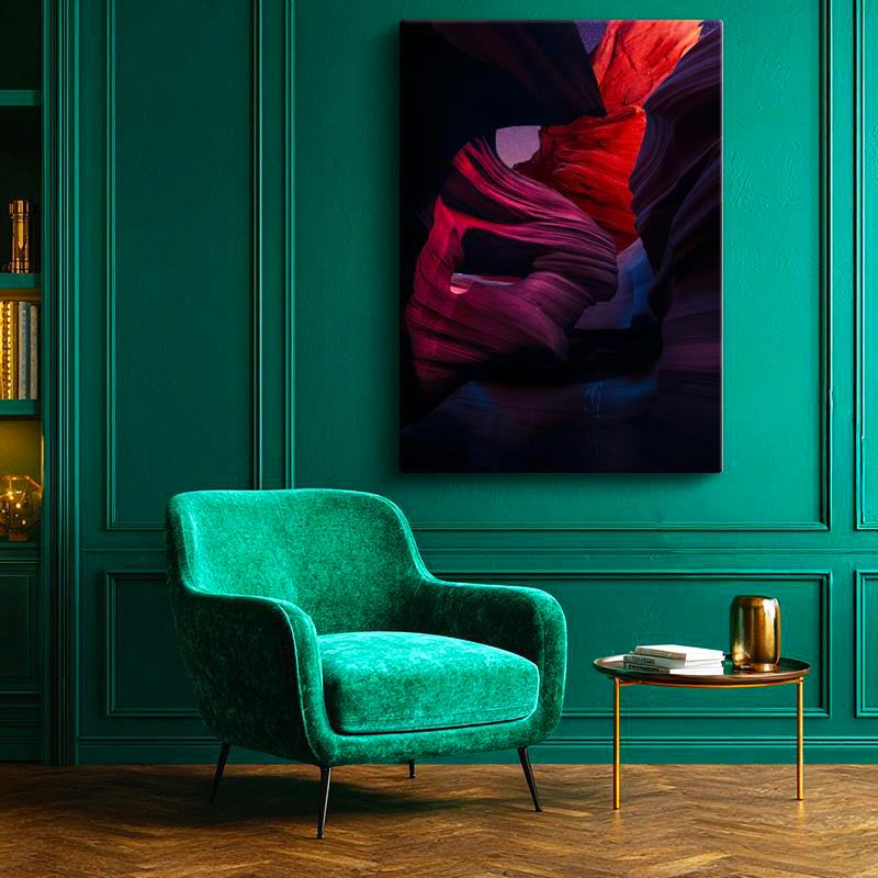 Dikey Kanvas Tablo Kanyon Yarıkları ve Gece Gökyüzü Manzara Tablosu Ev Ofis Duvar Dekoru