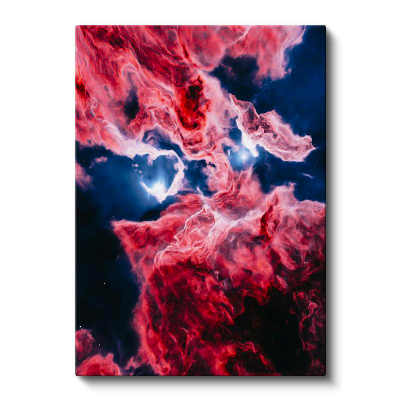 Dikey Kanvas Tablo Kırmızı Dumanlı Uzay Nebulası Manzara Tablosu Ev Ofis Duvar Dekoru