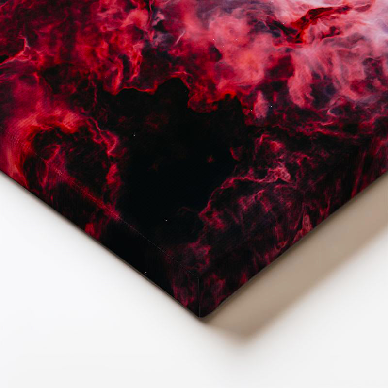 Dikey Kanvas Tablo Kırmızı Dumanlı Uzay Nebulası Manzara Tablosu Ev Ofis Duvar Dekoru