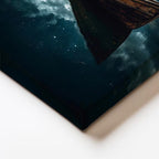 Dikey Kanvas Tablo Yıldızlı Gece Gölde Ahşap Sandal Manzara Tablosu Ev Ofis Duvar Dekoru