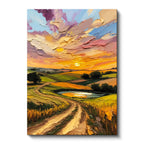 Dikey Kanvas Tablo Kabartma Görünümlü Yol ve Vadi Manzara Ve Doğa Tablosu Ev Ofis Duvar Dekoru