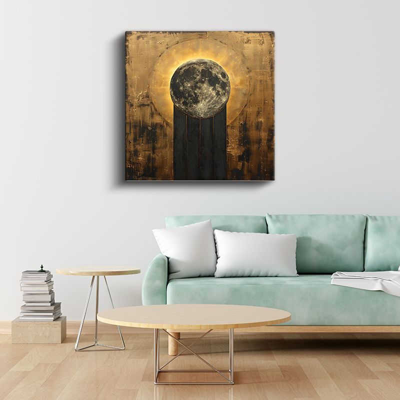 Altın Ay - Mistik Göksel Işık Kanvas Tablo