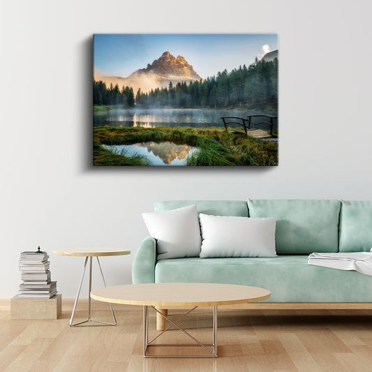 Sisli Göl - Dağ Eteklerinde Huzur Veren Doğa Manzarası Kanvas Tablo