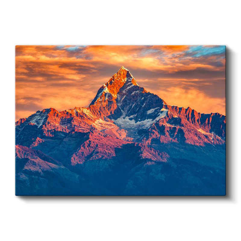 Alev Zirvesi - Gün Batımında Dağ Silüeti Kanvas Tablo
