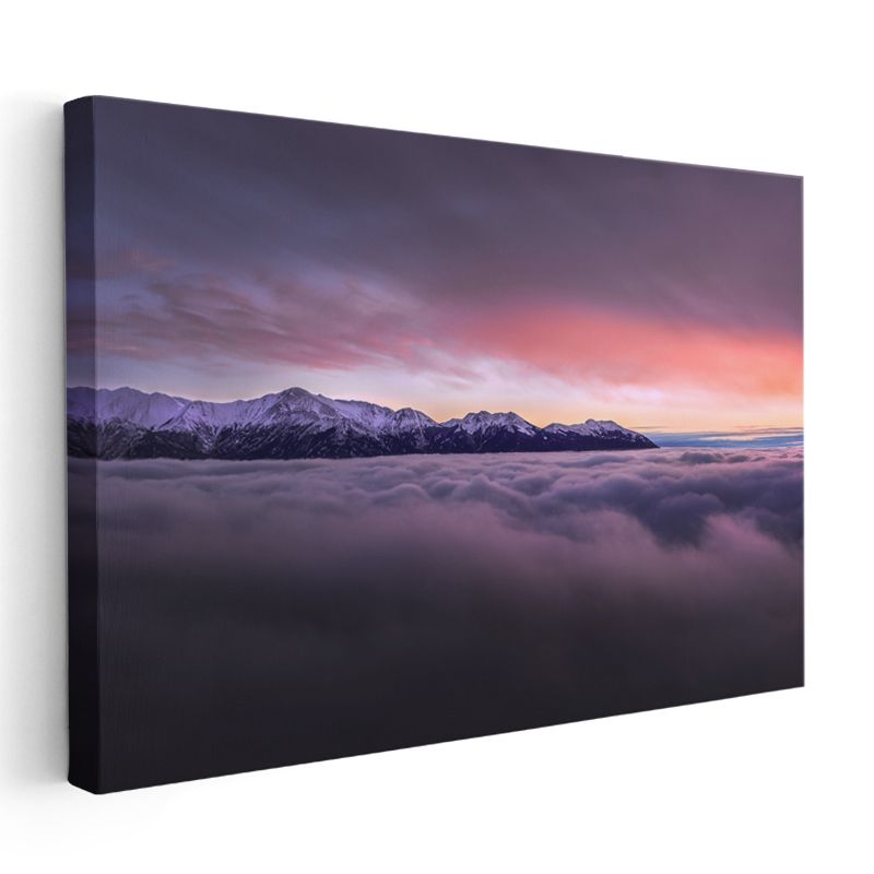 Alp Dağları - Bulutların Üzerinde Gün Batımı Kanvas Tablo