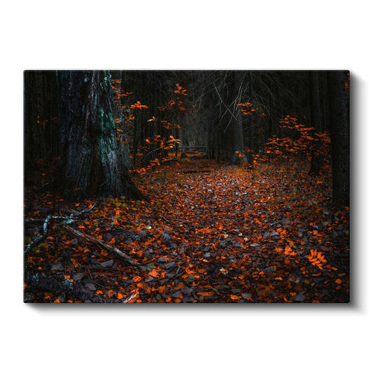 Sonbahar Ormanı - Turuncu Yaprak Halısı Kanvas Tablo
