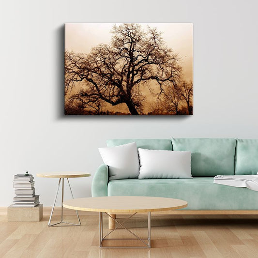 Yaşlı Ağaç - Zamanın İzlerini Taşıyan Güçlü Siluet Kanvas Tablo