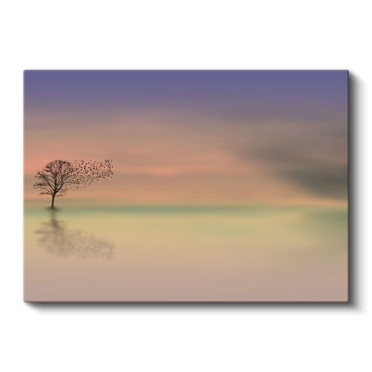 Yalnız Ağaç - Minimalist Doğa Silueti Kanvas Tablo
