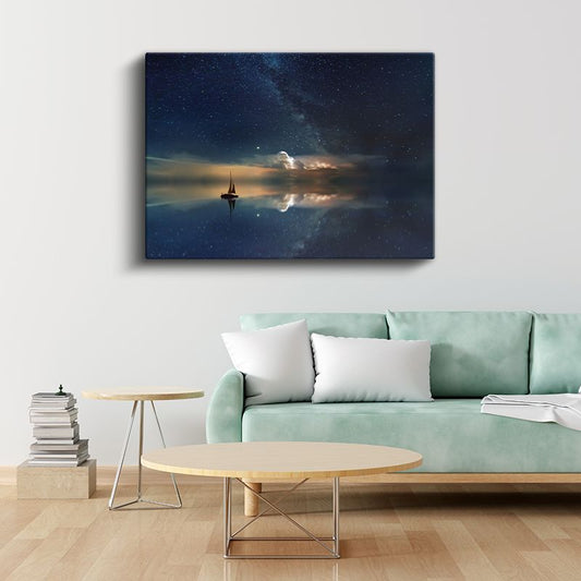 Samanyolu - Gecenin Derinliklerinde Yelkenli Kanvas Tablo