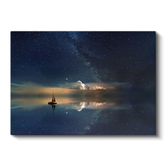 Samanyolu - Gecenin Derinliklerinde Yelkenli Kanvas Tablo