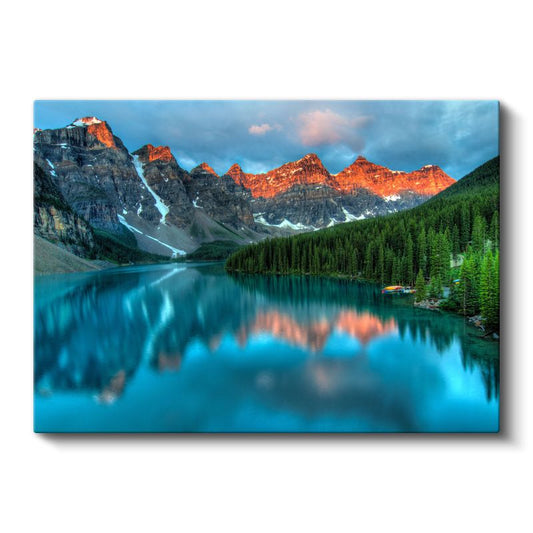 Zirvelerden Yansıyan Huzur - Gün Batımında Dağ Gölü Kanvas Tablo