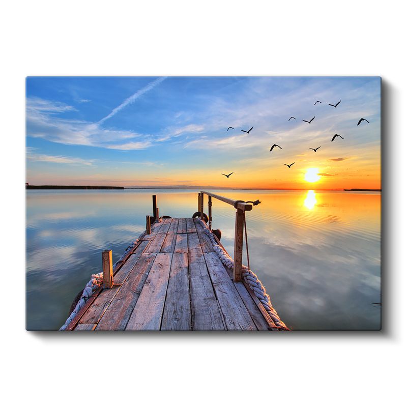 Ahşap İskele - Altın Gün Batımı Kanvas Tablo