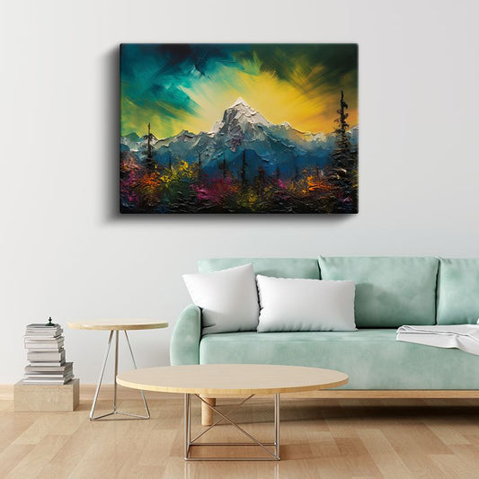 Zirve Işıltısı - Empresyonist Dağ Manzarası Kanvas Tablo