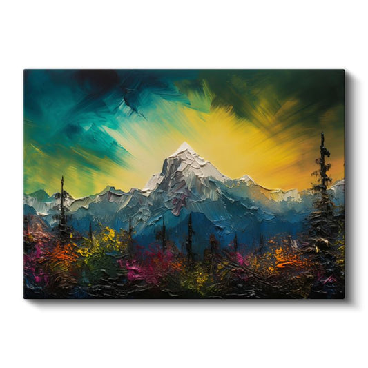 Zirve Işıltısı - Empresyonist Dağ Manzarası Kanvas Tablo