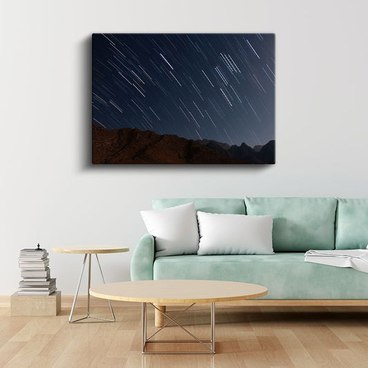 Yıldız İzleri - Gece Gökyüzünde Işık Şöleni Kanvas Tablo