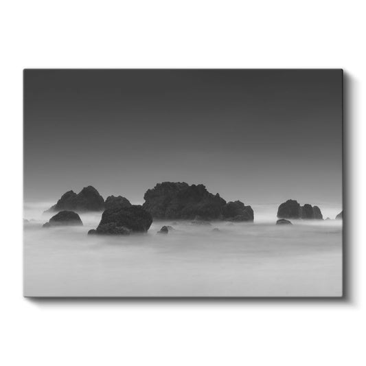 Sisli Kayalıklar - Minimalist Deniz Manzarası Kanvas Tablo