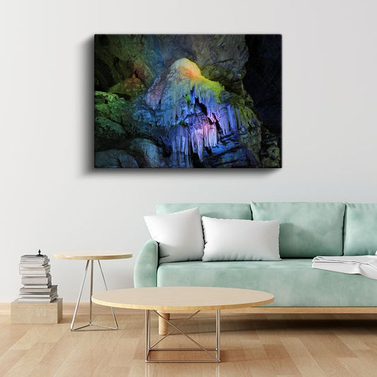 Yeraltı Cenneti - Renkli Sarkıt Dikitler Kanvas Tablo