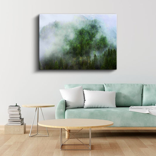 Sisli Dağlar - Çam Ormanı Manzarası Kanvas Tablo