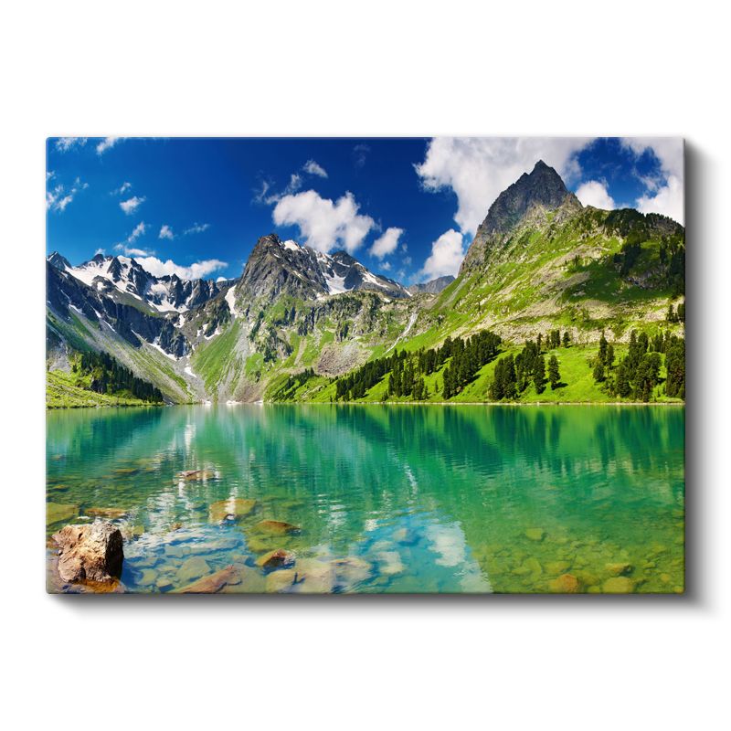 Alp Gölü - Turkuaz Sular ve Karlı Zirveler Kanvas Tablo