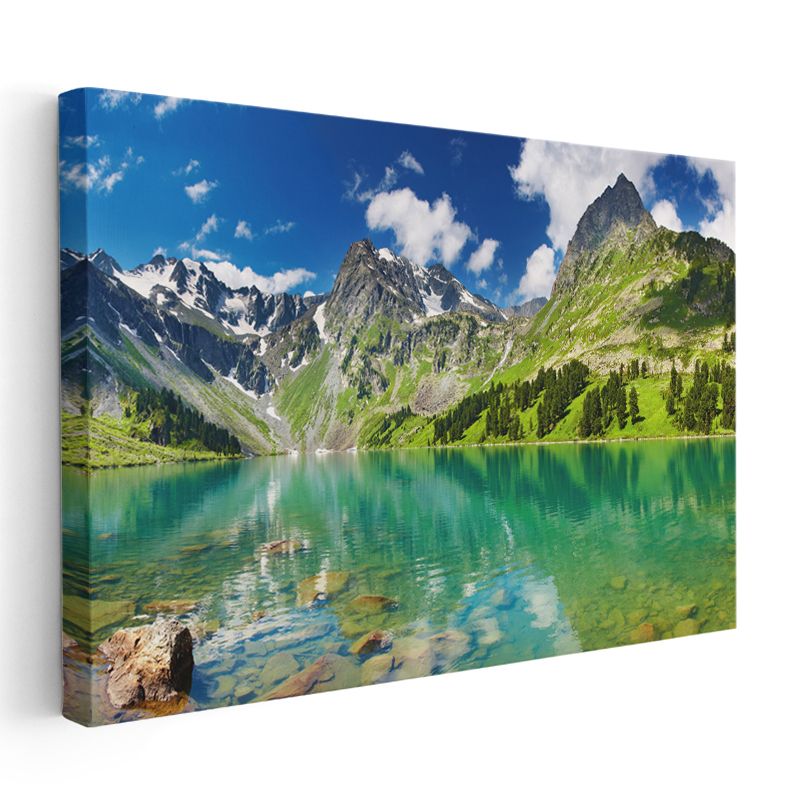 Alp Gölü - Turkuaz Sular ve Karlı Zirveler Kanvas Tablo