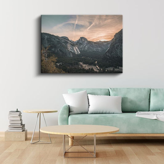 Vadi Manzarası - Gün Batımında Dağların İhtişamı Kanvas Tablo