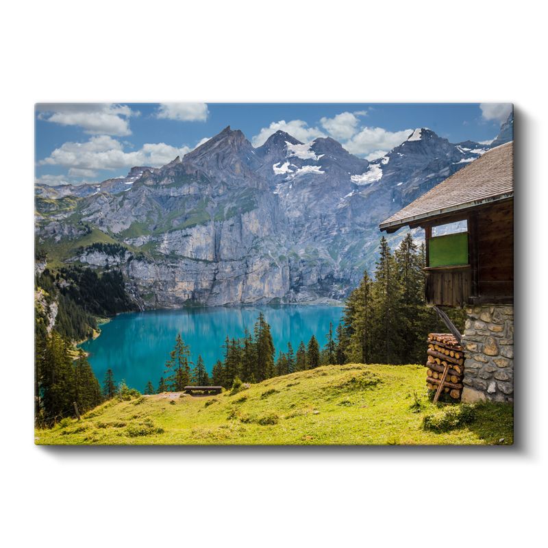 Alp Gölü - Turkuaz Sular ve Karlı Dağlar Kanvas Tablo