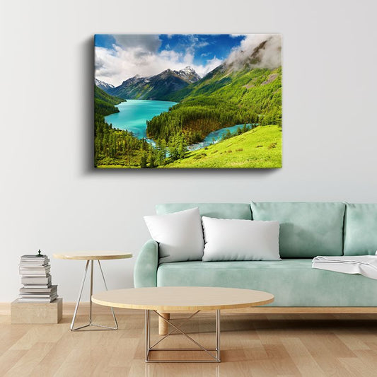 Turkuaz Göl - Dağlar Arasında Saklı Cennet Kanvas Tablo