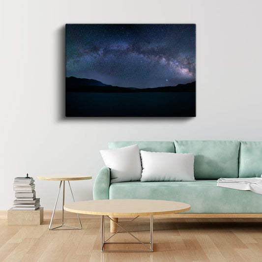 Samanyolu - Dağlar Üzerinde Yıldızlı Gece Gökyüzü Kanvas Tablo