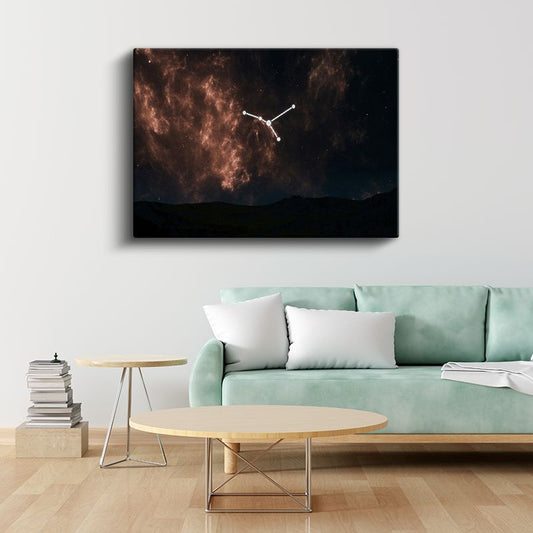Yıldız Takımı - Gece Gökyüzünde Kozmik Bulutlar ve Yıldızlar Kanvas Tablo