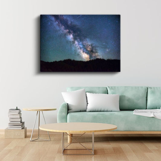 Samanyolu - Gece Ormanı Üzerinde Yıldız Patlaması Kanvas Tablo