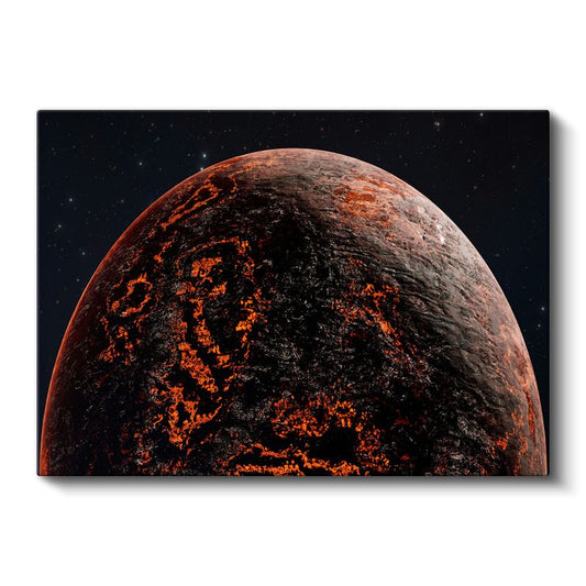 Volkanik Gezegen - Kızıl Lavların Aydınlattığı Yüzey Kanvas Tablo