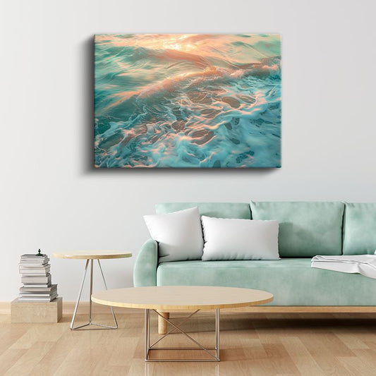 Turkuaz Dalgalar - Deniz Köpükleri Kanvas Tablo
