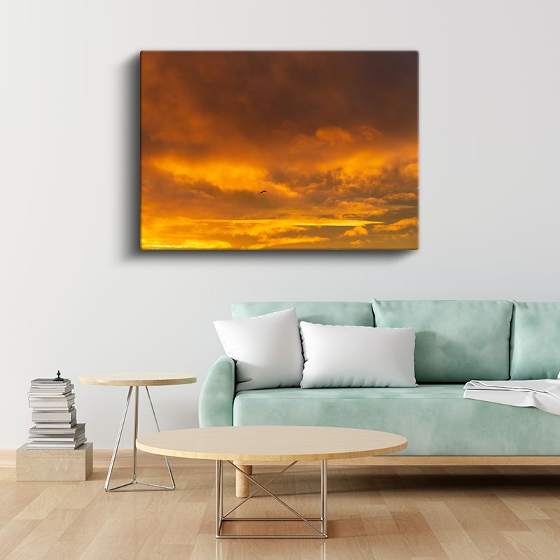 Alev Gökyüzü - Turuncu Tonlarda Büyüleyici Gün Batımı Kanvas Tablo
