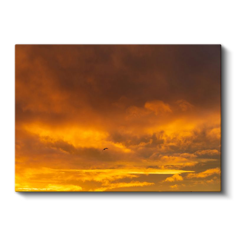Alev Gökyüzü - Turuncu Tonlarda Büyüleyici Gün Batımı Kanvas Tablo