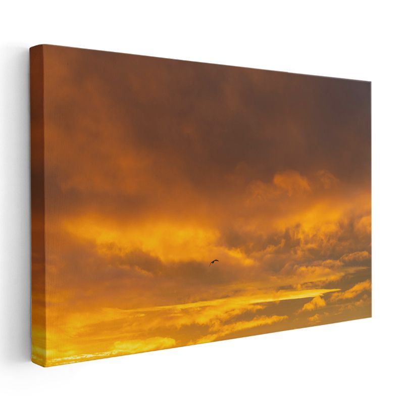 Alev Gökyüzü - Turuncu Tonlarda Büyüleyici Gün Batımı Kanvas Tablo