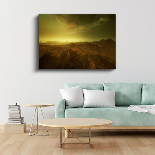 Altın Dağlar - Gün Batımında Işıldayan Mistik Vadiler Kanvas Tablo