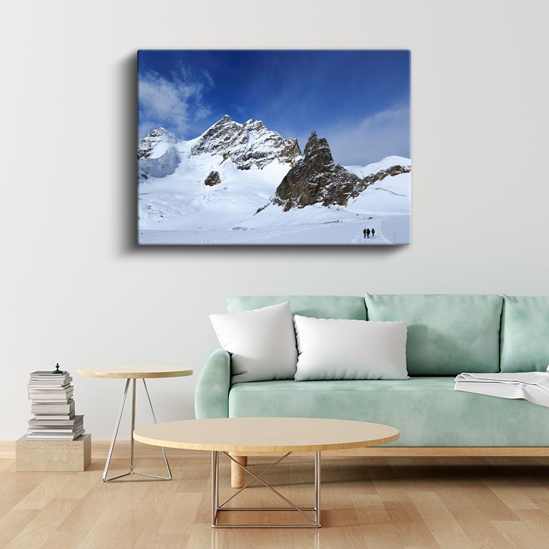 Alp Zirvesi - Karlı Dağlar ve Mavi Gökyüzü Kanvas Tablo